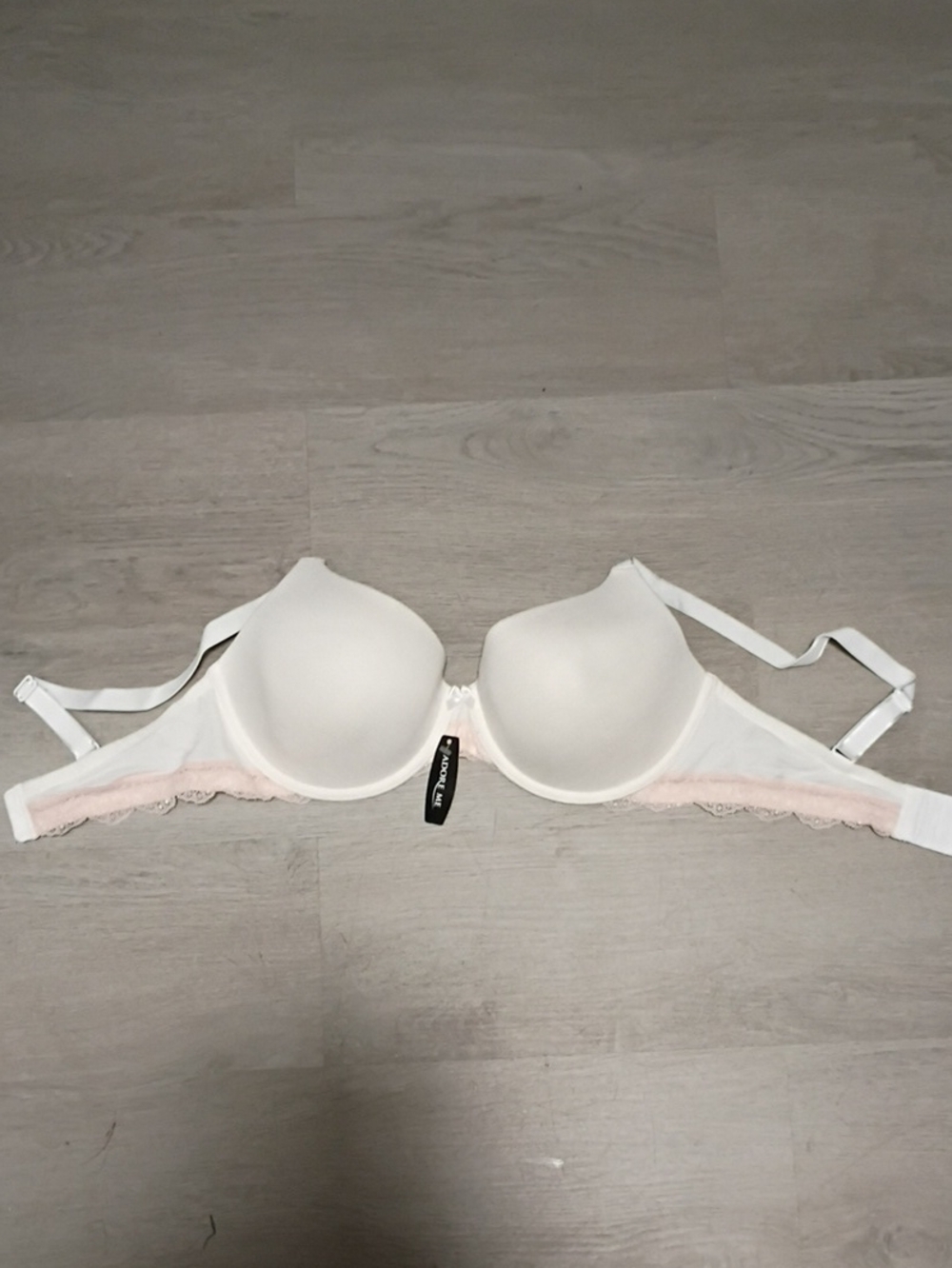 Adore Me White T-Shirt Bra with Blush Lace Trim